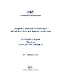 A Report Based on Indian Citation Index 2017