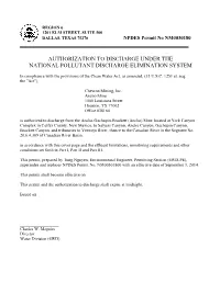 Authorization to Discharge Under the National Pollutant Discharge Elimination System