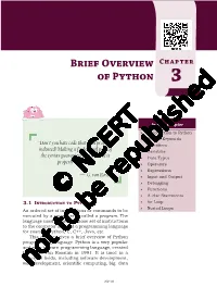 Brief Overview of Python Programming Language