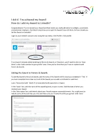 I Did It! I've Achieved My Award! How Do I Add My Award to Linkedin?