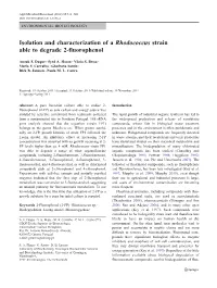 Isolation and Characterization of a Rhodococcus Strain Able to Degrade 2-Fluorophenol