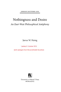 Nothingness and Desire an East-West Philosophical Antiphony