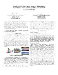 Robust Panoramic Image Stitching CS231A Final Report