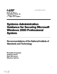 Systems Administration Guidance for Securing Windows 2000