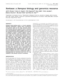 Xenbase: a Xenopus Biology and Genomics Resource Jeff B