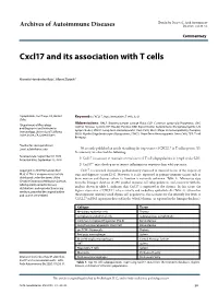 Cxcl17 and Its Association with T Cells