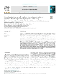 Microalbuminuria As an Early Predictor of Preeclampsia in the Pre