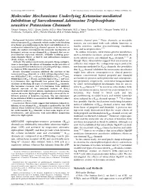 Molecular Mechanisms Underlying Ketamine-Mediated Inhibition Of