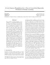 A Least Squares Formulation for a Class of Generalized Eigenvalue Problems in Machine Learning