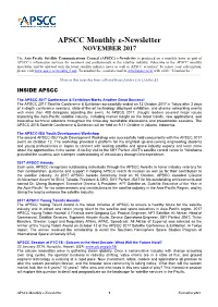 APSCC Monthly E-Newsletter NOVEMBER 2017