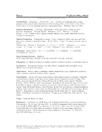 Borax Na2b4o5(OH)4 • 8H2O C 2001-2005 Mineral Data Publishing, Version 1