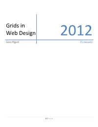 Grids in Web Design 2012 Gary Pigott 25 January