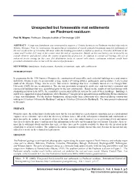 Unexpected but Foreseeable Mat Settlements on Piedmont Residuum