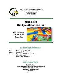 2021-2022 Bid Specifications For