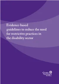 Evidence-Based Guidelines to Reduce the Need for Restrictive Practices In