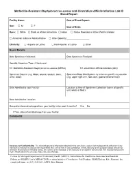 Methicillin-Resistant Staphylococcus Aureus and Clostridium Difficile Infection Lab ID Event Report