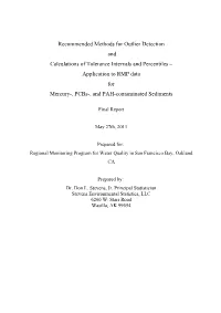 Recommended Methods for Outlier Detection and Calculations Of