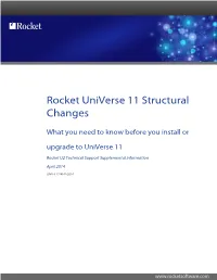 Rocket Universe 11 Structural Changes