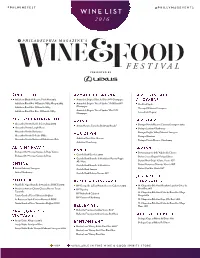 Wine List 2016