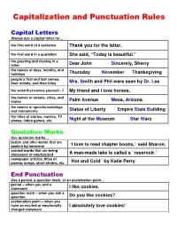 Capitalization and Punctuation Rules