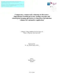 Comparative Commercial Evaluation of Alternative Superplastic Forming Processes, Tooling Concepts and Related Post-Forming Opera