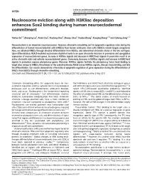 Nucleosome Eviction Along with H3k9ac Deposition Enhances Sox2 Binding During Human Neuroectodermal Commitment