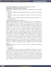 Soil Fertility Management Practices for Faba Bean