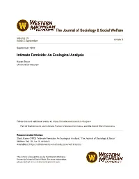 Intimate Femicide: an Ecological Analysis