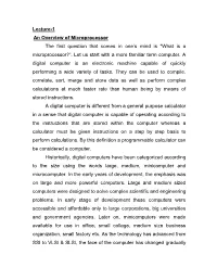 Lecture-1 an Overview of Microprocessor the First