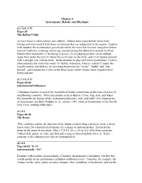 Chapter 6 Instruments, Melodic and Rhythmic ______(1) 7-12, C/U Pages 65 the Indian Violin