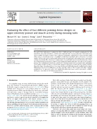 Evaluating the Effect of Four Different Pointing Device Designs on Upper Extremity Posture and Muscle Activity During Mousing Tasks