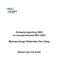 Ontwerp Begroting 2020 En Meerjarenbeeld 2021-2023