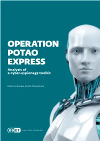 OPERATION POTAO EXPRESS Analysis of a Cyber-Espionage Toolkit