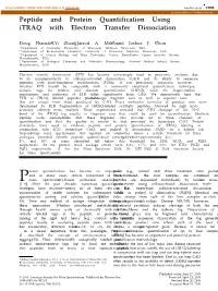 Peptide and Protein Quantification Using Itraq with Electron Transfer Dissociation