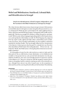 Wolof and Wolofisation: Statehood, Colonial Rule, and Identification in Senegal
