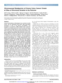 Chromosomal Breakpoints in Primary Colon Cancer Cluster at Sites of Structural Variants in the Genome