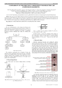 Comparison of the Friction Coefficient for Selected Car Suspensions Elements