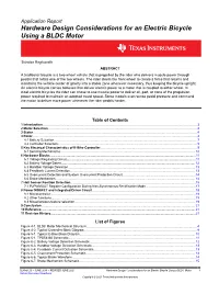 Hardware Design Considerations for an Electric Bicycle Using BLDC Motor