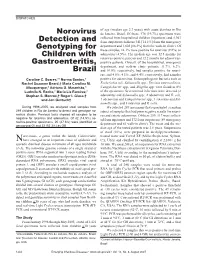 Norovirus Detection and Genotyping for Children with Gastroenteritis