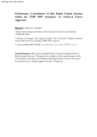 Performance Contributors of Bus Rapid Transit Systems Within the ITDP BRT Standard: an Ordered Choice Approach