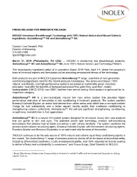 Press Release INOLEX Introduces Breakthrough Technology with 100