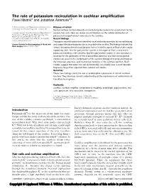 The Role of Potassium Recirculation in Cochlear Amplification