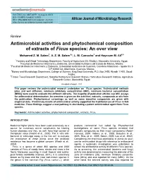 Antimicrobial Activities and Phytochemical Composition of Extracts of Ficus Species: an Over View
