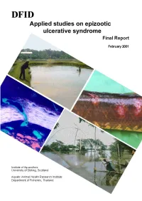 Aphanomyces Invadans R NUMBER: R6979 PROGRAMME: Aquaculture Research Programme (ARP) PROGRAMME MANAGER (INSTITUTION): Prof J.F