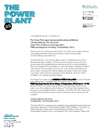 Christian Marclay: the Clock and Omer Fast: Continuous Coverage with a FREE Opening Party on Friday, 14 September, 2012