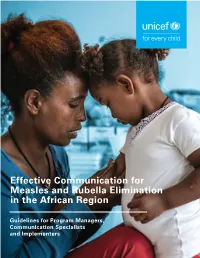 Effective Communication for Measles and Rubella Elimination in the African Region
