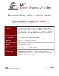 Ephemerality of Discrete Methane Vents in Lake Sediments
