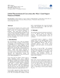 Global Thermochemical Convection After Mars' Giant Impact: Numerical