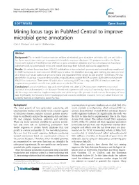 Mining Locus Tags in Pubmed Central to Improve Microbial Gene Annotation Chris J Stubben* and Jean F Challacombe