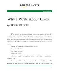 Why I Write About Elves by TERRY BROOKS